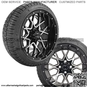 Golf Cart 14" Chaos Machine/Black Wheels on 205/30-14 Tires 2 Year Warranty