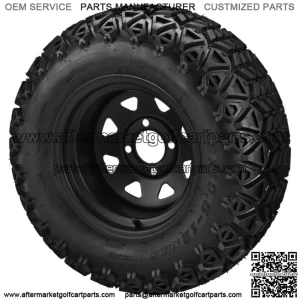 4 Golf Cart 23x10.50-12 All-Terrain Tires On 12x7 8 Spoke Black Steel Wheels