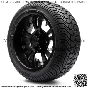 12" Vampire Matte Black Golf Cart Wheels and Tires (215-35-12) Set of 4