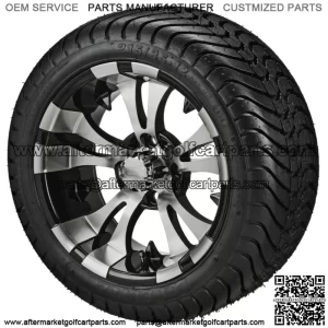 4 Golf Cart 215/35-12 LSI Elite Tires on 12x7 Black/Machined Vampire Wheels