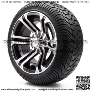 12" Enforcer Machine and Black Golf Cart Wheels and Tires (215-35-12) - Set of 4