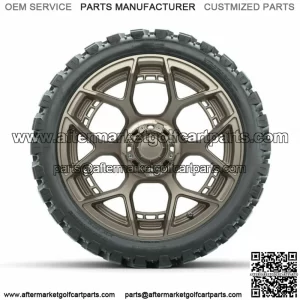 15" Evolution Matte Bronze Golf Cart Wheel on 23" Nomad A/T Tire Set of 4