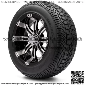 12" Machined and Black Golf Cart Wheels and Tires (215-50-12) - Set of 4