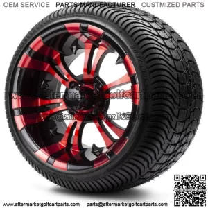 14" Vampire Red and Black Golf Cart Wheels and Tires (205-30-14) - Set of 4