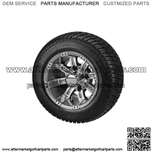 Set of 4 Golf Cart 205/50-10 DOT Tires on 10x7 Gunmetal Wheels