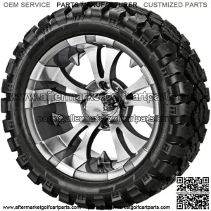 4 Golf Cart 23x10-14 Sierra Rover  Radial Tires on 14x7 Gunmetal Vampire Wheels