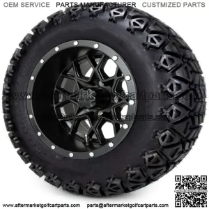 12" Matte Black Golf Cart Wheels and Tires (23x10.50-12) Set of 4
