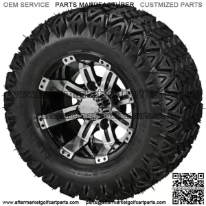 4 Golf  Cart 20X10-10 All-Terrain Tires on 10x7 Black/Machined  Wheels