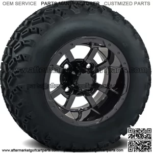Golf Cart 10x7 Black Wheels Mounted on 22" All Terrain Tires Combo