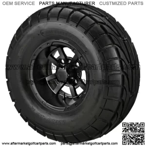 4 Golf Cart 22x10-10 Street Tires on 10x7 Matte Black Wheels