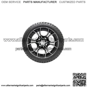 Set of 4 12" Black/Machined Golf Cart Wheels on 215/35-12 (18") Tires