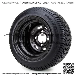 10" Black 8 Window Steel Golf Cart Wheels & Tires (205-50-10) Set of 4
