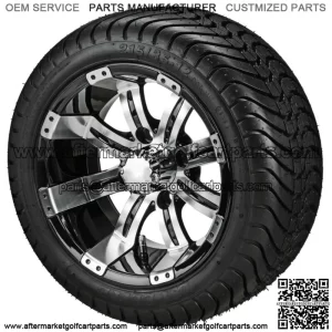 4 Golf Cart 215/35-12 Radial Tires on 12x7 Black/Machined Wheels