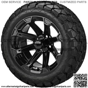 4 Golf Cart 22x10-14 Trail Fox Tires On 14x7 Gloss Black Viking Wheels