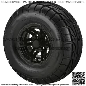 4 Golf Cart 22x10-10 Street Tires on 10x7 Matte Black Yukon Wheels