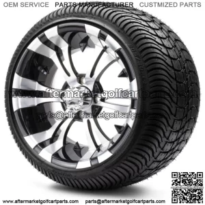 14" Vampire Machined Black Golf Cart Wheels and Tires (205-30-14) Set of 4