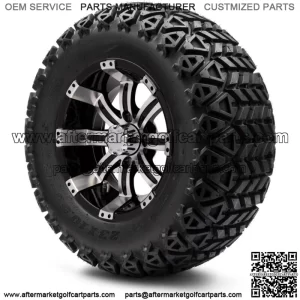 12" Machined and Black Golf Cart Wheels and Tires (23x10.50-12) Set of 4