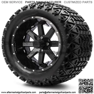 14" Assault Black Ball Mill Golf Cart Wheels and Tires 23x10.00-14 Set of 4