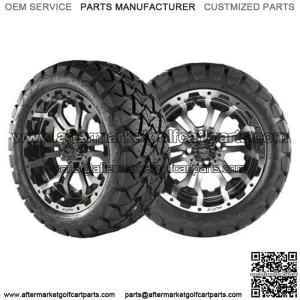Golf Cart 14" Machined black Wheel 22 Timber Wolf Terrain Tires gtw