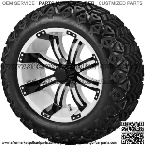 4 Golf Cart 23x10-14 All Terrain Tires on 14x7 White/Black Casino Wheels