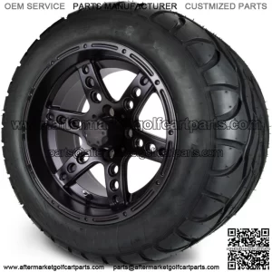 14" Reef Matte Black Golf Cart Wheels and Radial Tires (23x10-14)