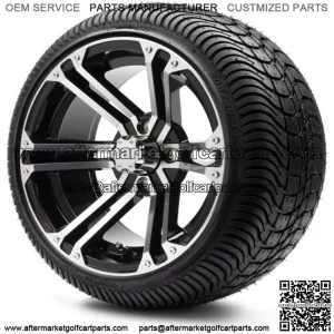 14" Enforcer Machined Black Golf Cart Wheels and Tires (205-30-14) Set of 4
