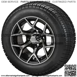 4 Golf Cart 215/50-12   Tires on  12x7 Black/Machined Ninja Wheels