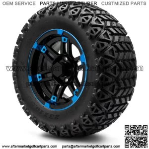 12" Aftershock Blue and Black Golf Cart Wheels and Tires (23x10.50-12) Set of 4