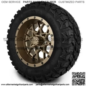 12" Matte Bronze Golf Cart Wheels and Gripz Tires (22x10-12)