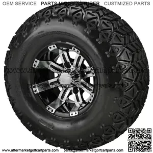 4 Golf  Cart 22x11-10 All-Terrain Tires on 10x7 Black/Machined  Wheels