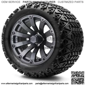 14" Bomber Matte Gunmetal Golf Cart Wheels and Tires (23x10.00-14) Set of 4