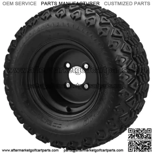 4 Golf Cart 20X10-10 A/T Tires on 10x7 Flat Black Steel Wheels