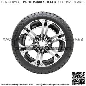 Set of 4 12" Black/Machined Golf Cart Wheels & 215/35-12 (18") Tires
