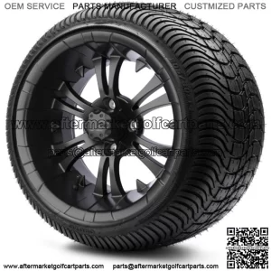 14" Vampire Matte Black Golf Cart Wheels and Tires (205-30-14) Set of 4