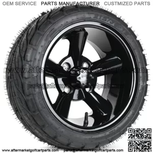 Set of 4 12" Gloss Black 5 Spoke Golf Cart Wheels & 215/35-12 Tires DOT