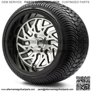 14" Carnage Machined Black Golf Cart Wheels and Tires (205-30-14) Set of 4