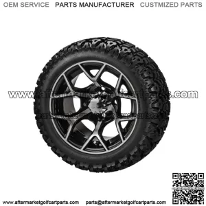 4 Golf Cart 23x10-14 All Terrain Tires on 14x7 Black/Machined Ninja Wheels