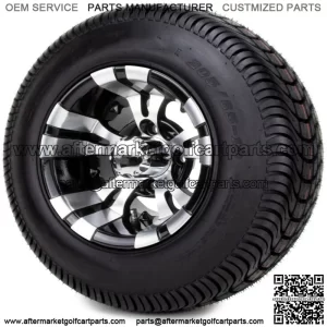 10" Vampire Machined and Black Golf Cart Wheels and Tires (205-65-10) - Set of 4
