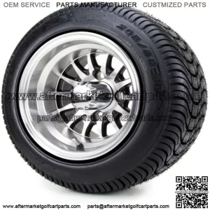 10" Medusa Machined and Black Golf Cart Wheels and Tires (205-50-10) - Set of 4