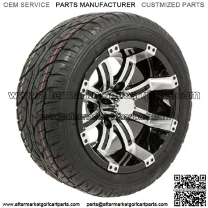 Set of 4 12" Black/Machined Golf Cart Wheels & 205/30-12 (18") Tires