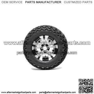 Set of 4 12" Vampire Black/Machined Golf Cart Wheels on 23" A/T Tires