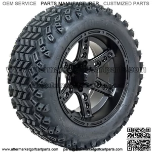 Golf Cart 14" Dominator Matte Black Wheels & 23" All Terrain Tires - Set of 4