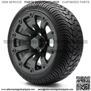 12" Bomber Matte Gunmetal Golf Cart Wheels and Tires (215-35-12) - Set of 4