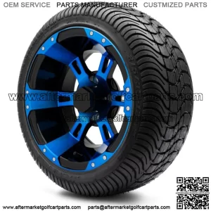 12" Ambush Blue and Black Golf Cart Wheels and Tires (215-35-12) - Set of 4