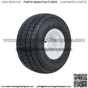 Set of 4 Golf Cart Tire Wheel Assembly 8" Topspin Sawtooth with White Steel