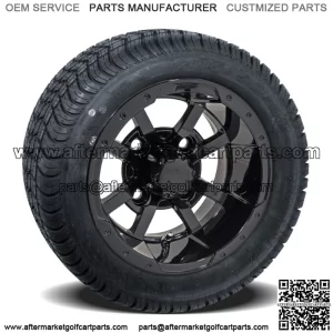 Set of 4 - 10 inch Black Golf Cart Wheels On Low Profile Tires