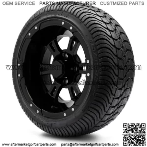 12" Ambush Glossy Black Golf Cart Wheels and Tires (215-35-12) - Set of 4