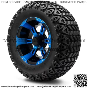 12" Ambush Blue and Black Golf Cart Wheels and Tires (23x10.50-12) Set of 4