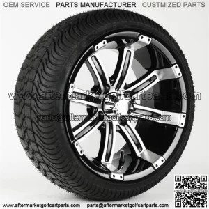 Set of 4 14" Black w/Machine Face Spoke Golf Cart Wheels & 205/30-14 Tires DOT