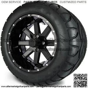 14" Assault Black Ball Mill Golf Cart Wheels and Radial Tires (23x10-14)